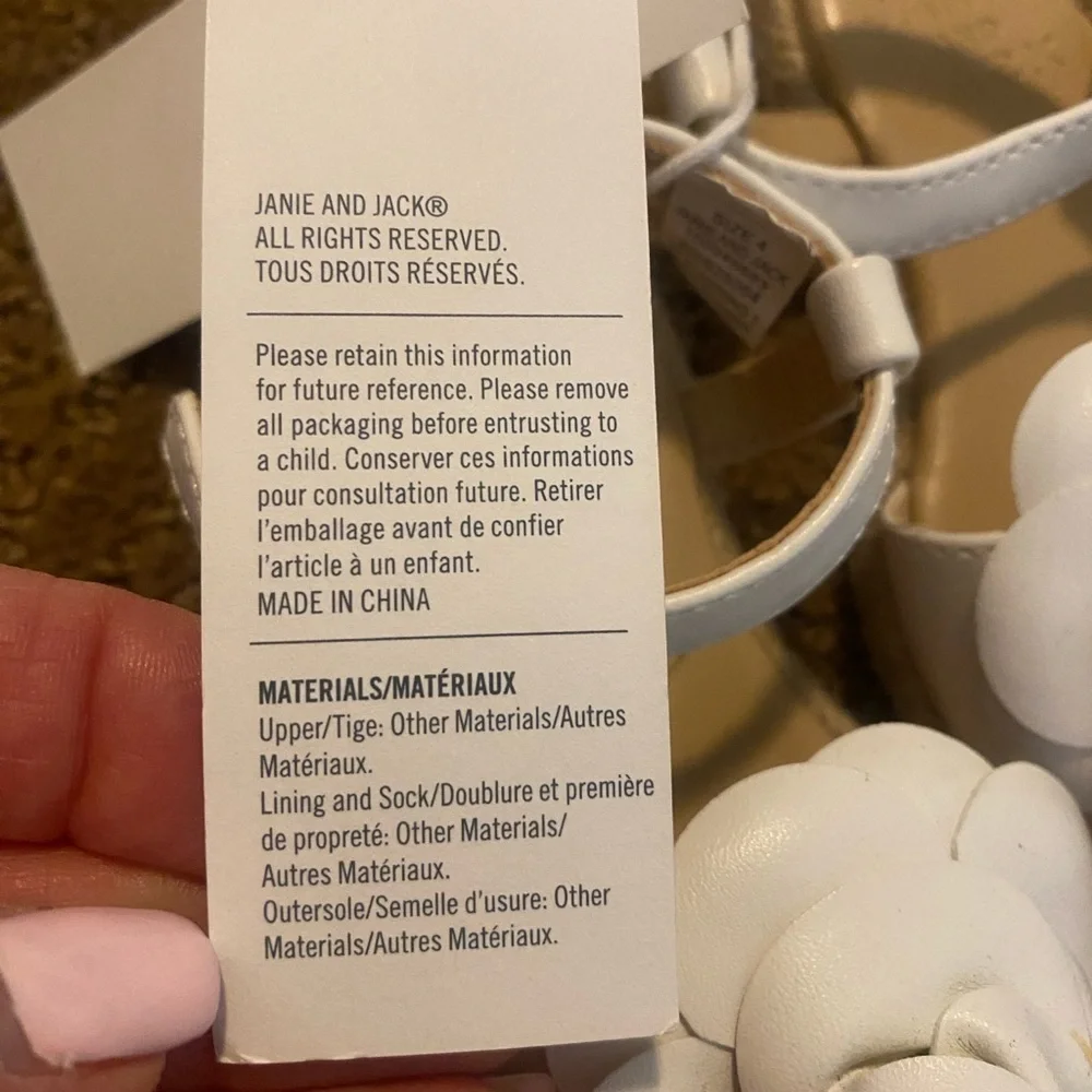 Janie & Jack Girls White Sandals Adjustable New Size 5 🌷
